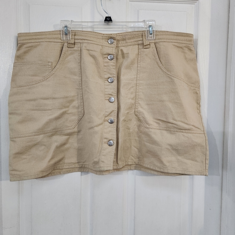Tan Button-Front Women's Skirt
